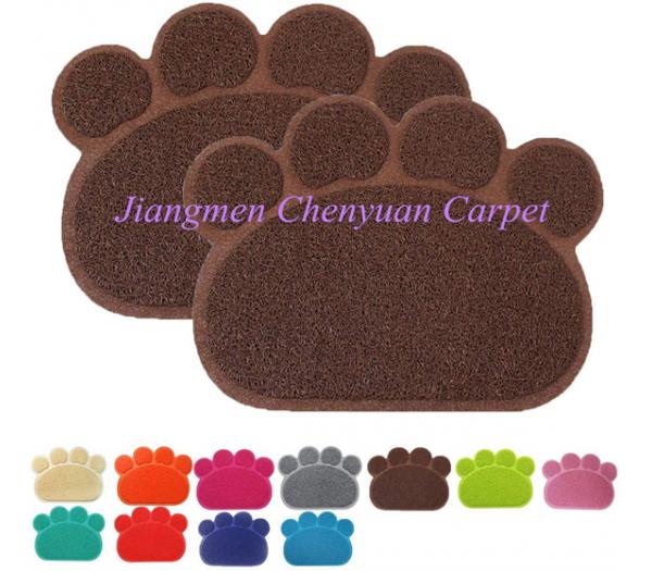Pet Supplies Multi Colors Dogs Paw Shaped Footprint Dog PVC Pet Cat Litter Feeding Mat For Cats